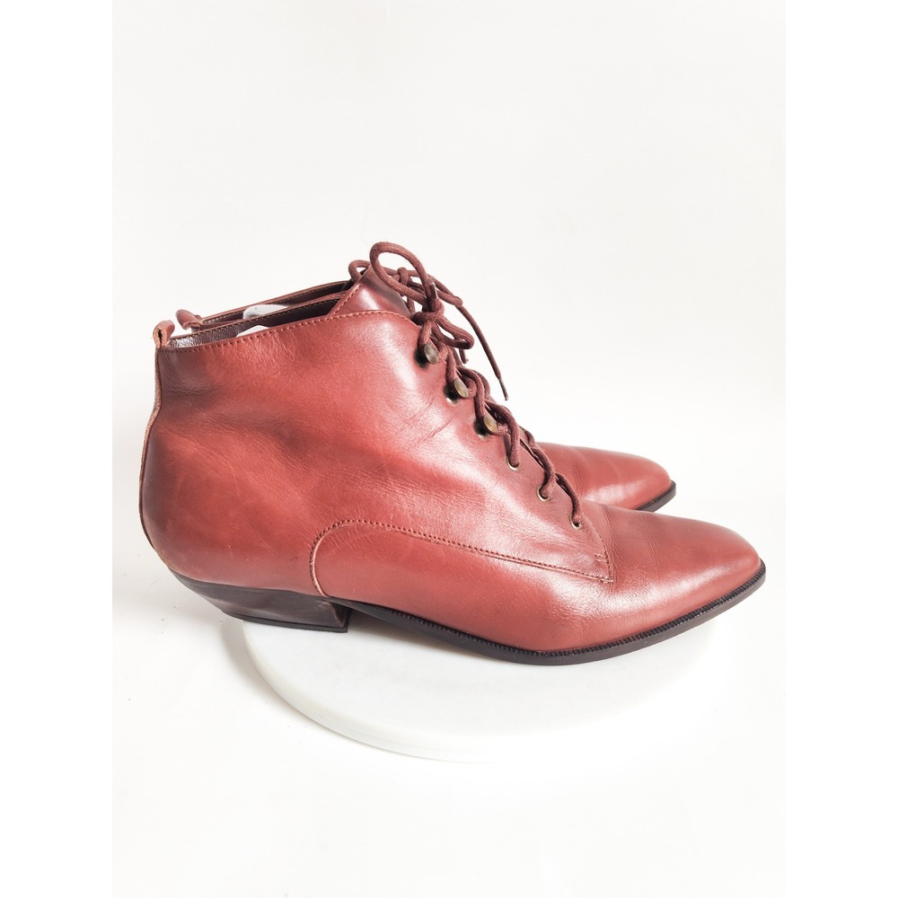 Bandolinos Ankle Boots 8 Lace Up Cognac Brown Leather Victorian Granny‎ Style